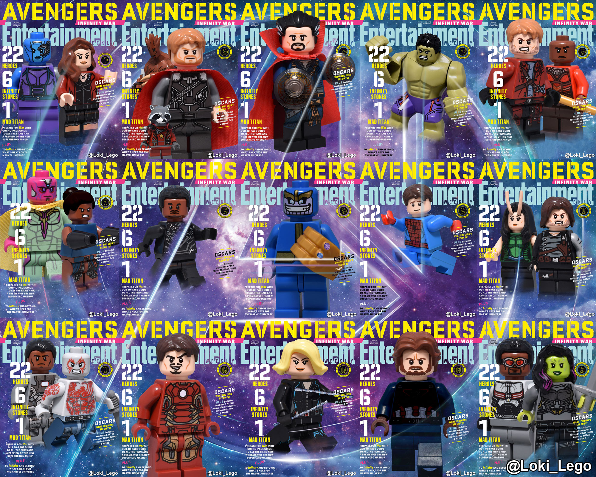 Read more about the article Entertainment Weekly Avengers Infinity War Covers recreated in LEGO